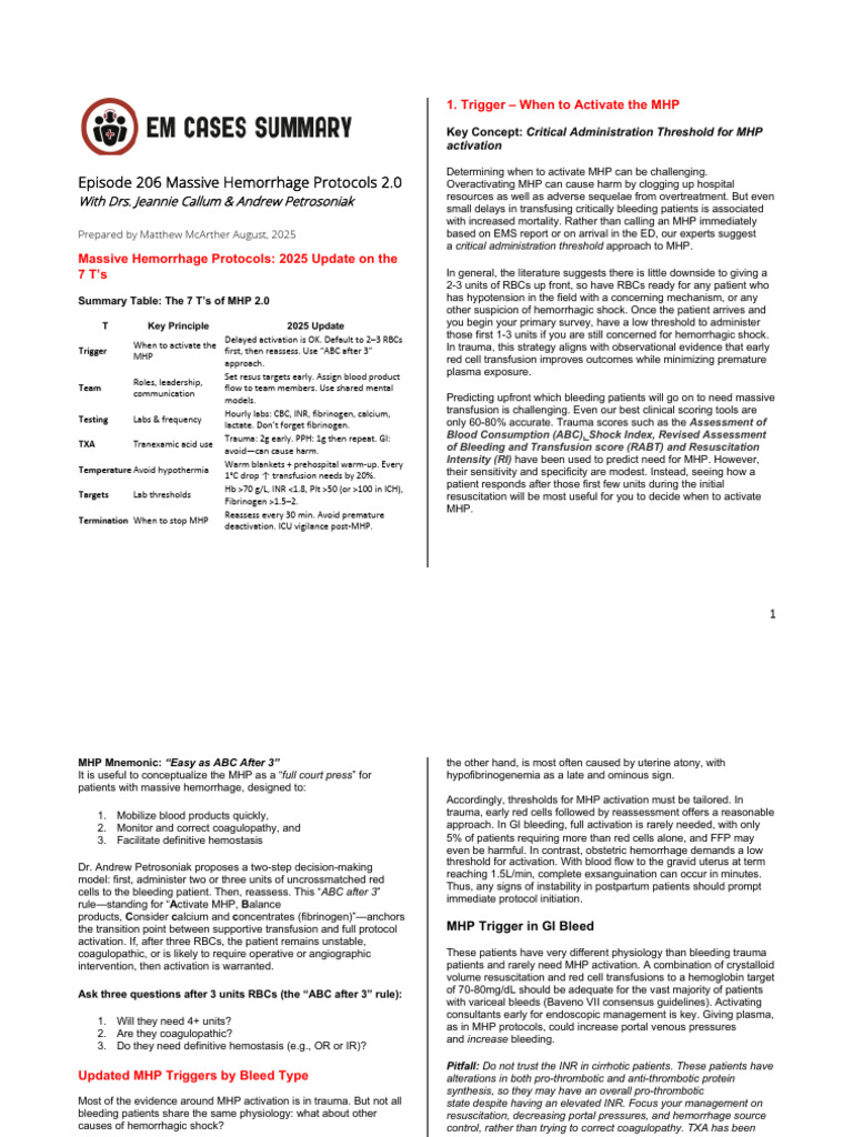 The 7 Ts For MTG Hemorrhage - 250903 - 041255 | PDF | Bleeding | Blood ...