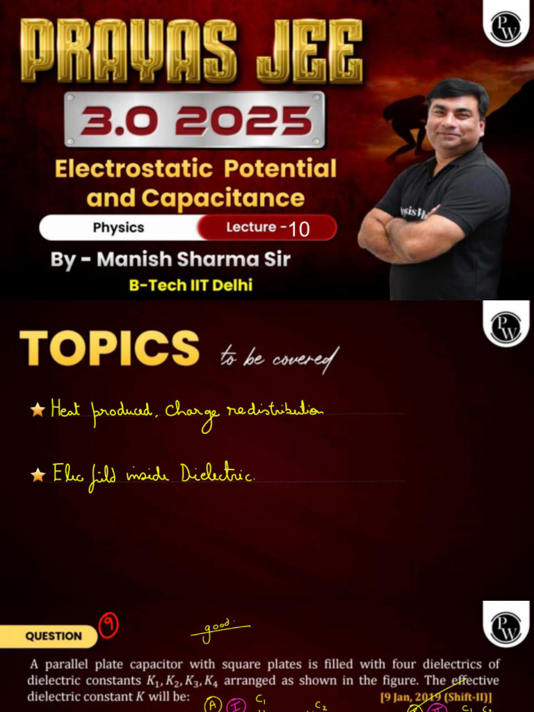 Electrostatic Potential and Capacitance 10 - Class Notes - Prayas JEE 3 ...