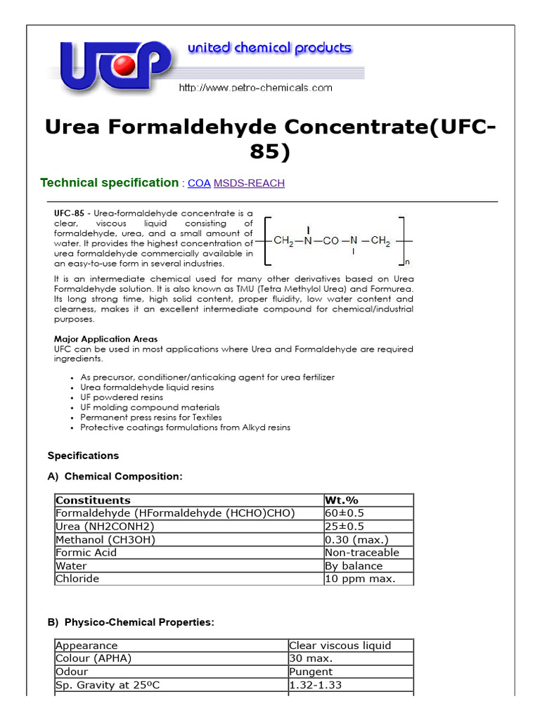 Urea Formaldehyde Concentrate Overview | PDF | Formaldehyde | Urea