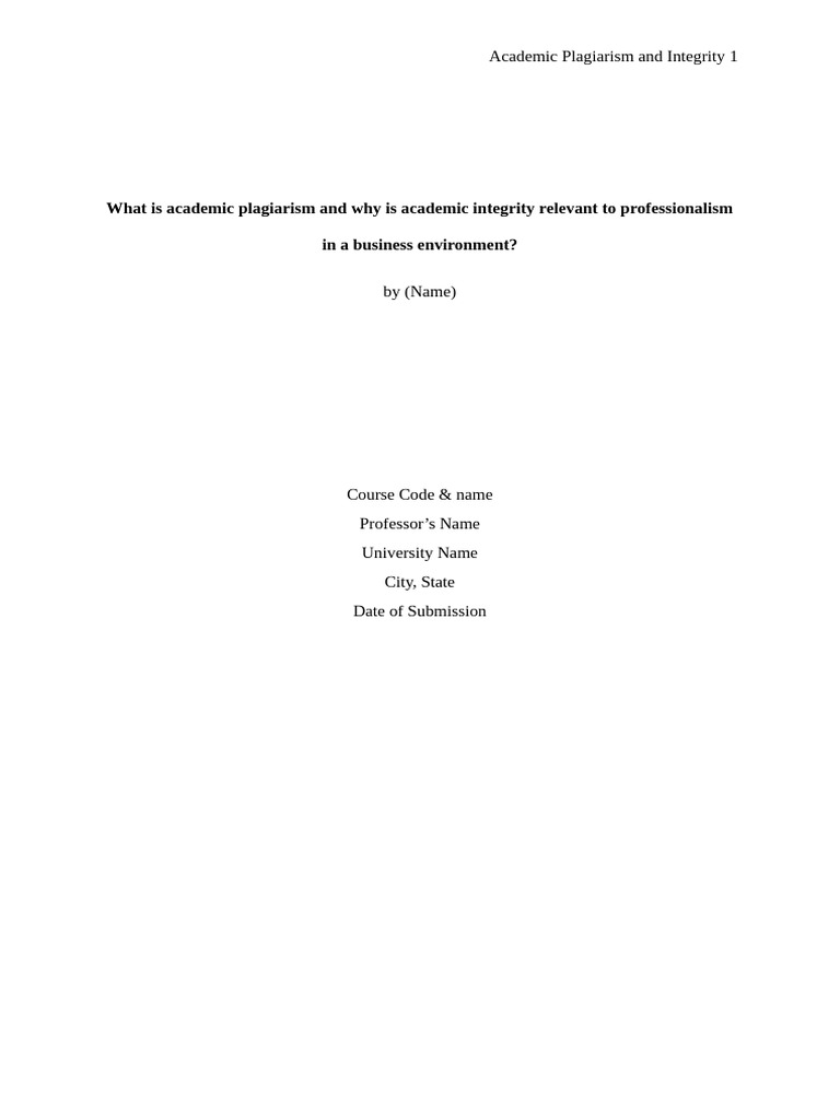 Academic Plagiarism and Integrity | PDF | Plagiarism | Integrity
