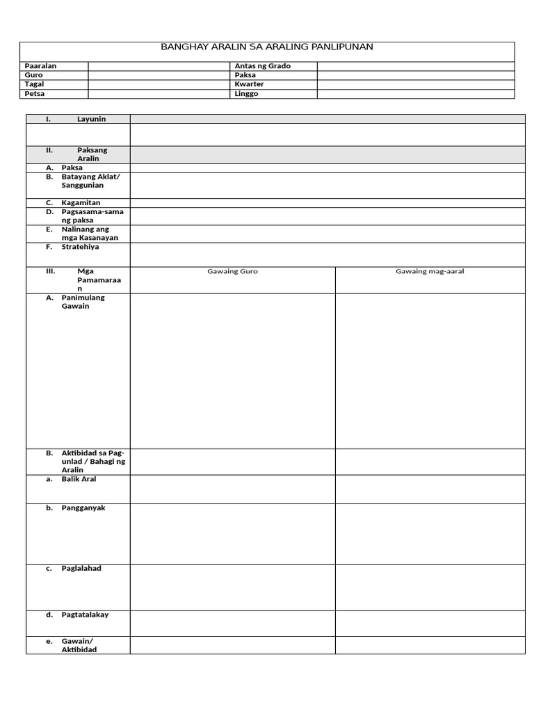 Blank Template LP Sample Template Deped Order No. 42 S. 2016 | PDF