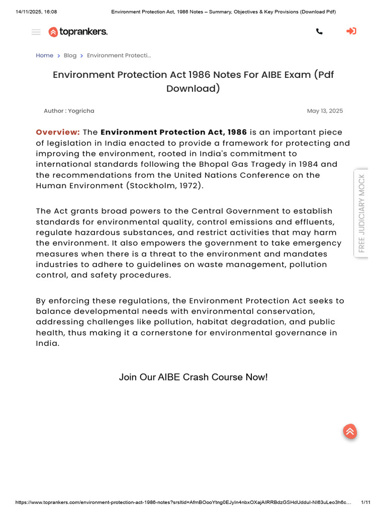 Environment Protection Act 1986 Overview | PDF | Environmental ...