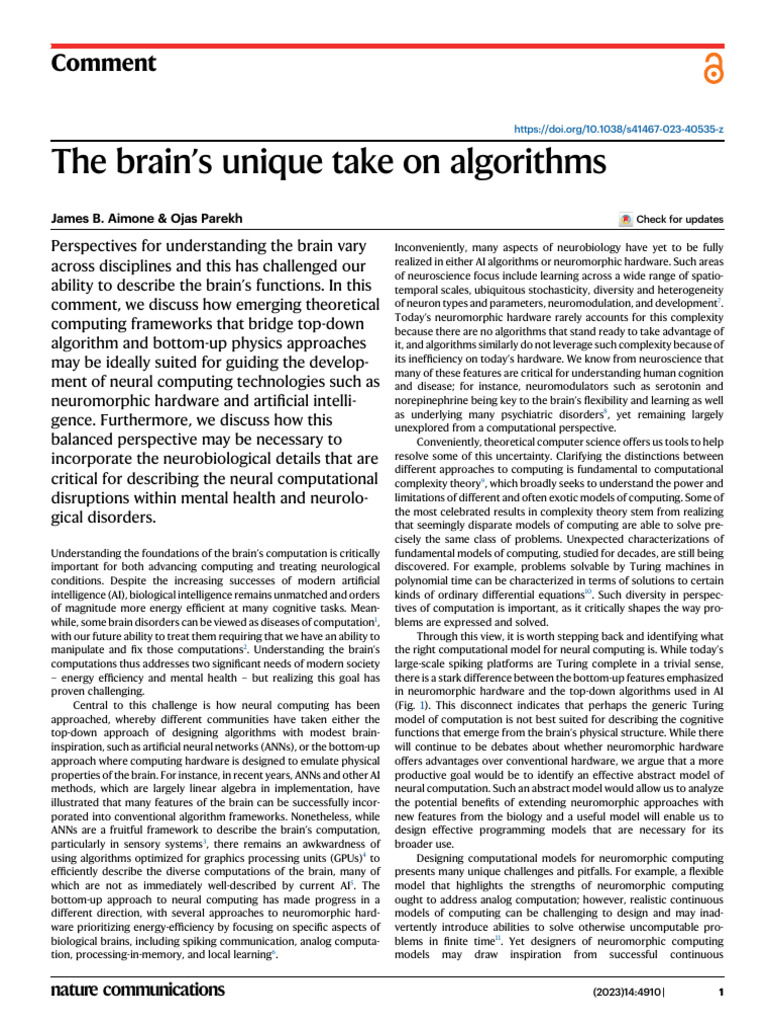 Brain Algorithms: Bridging AI and Neuroscience | PDF | Neuroscience | Brain