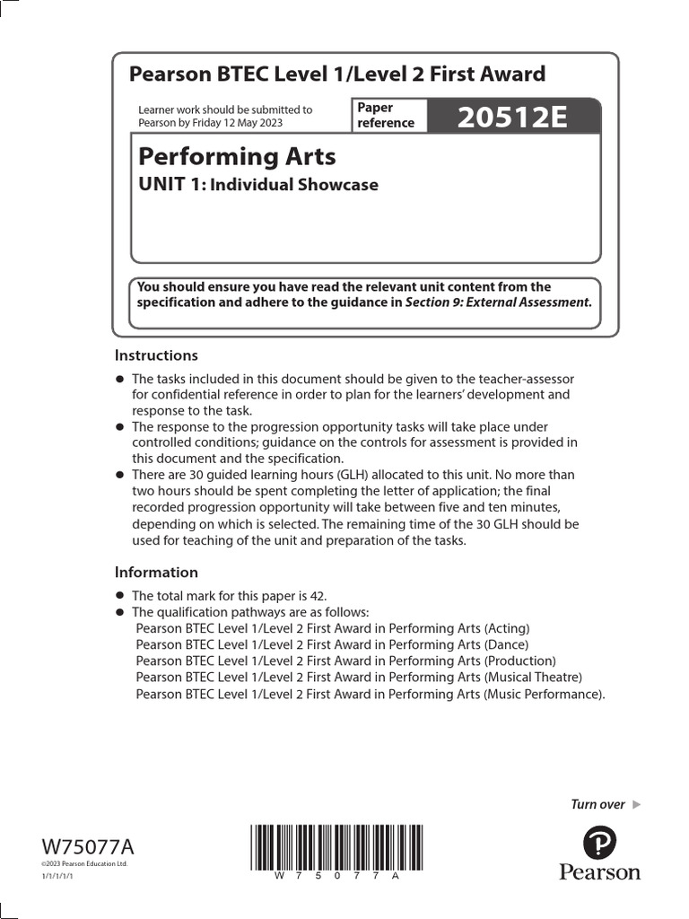 BTEC Performing Arts Unit 1 Showcase Guide | PDF | Audition | Learning