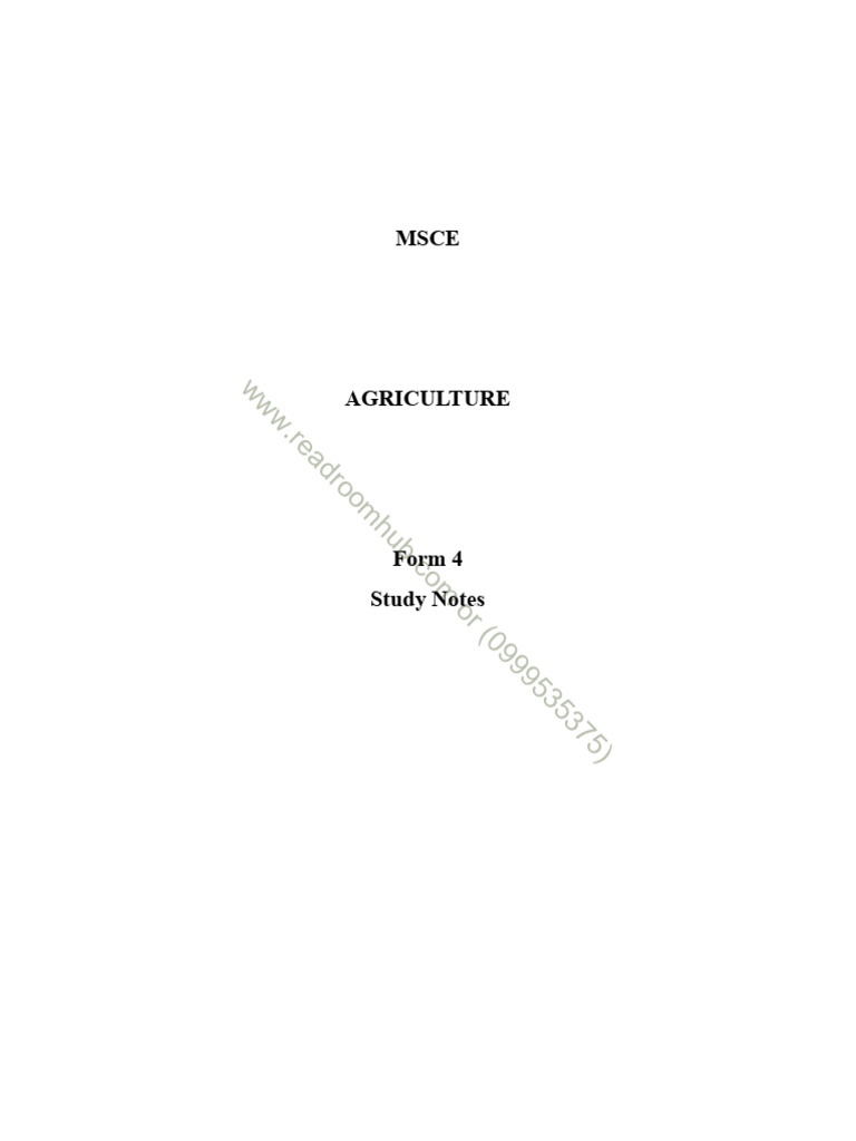 Msce Agriculture Form 4 | PDF | Plough | Soil