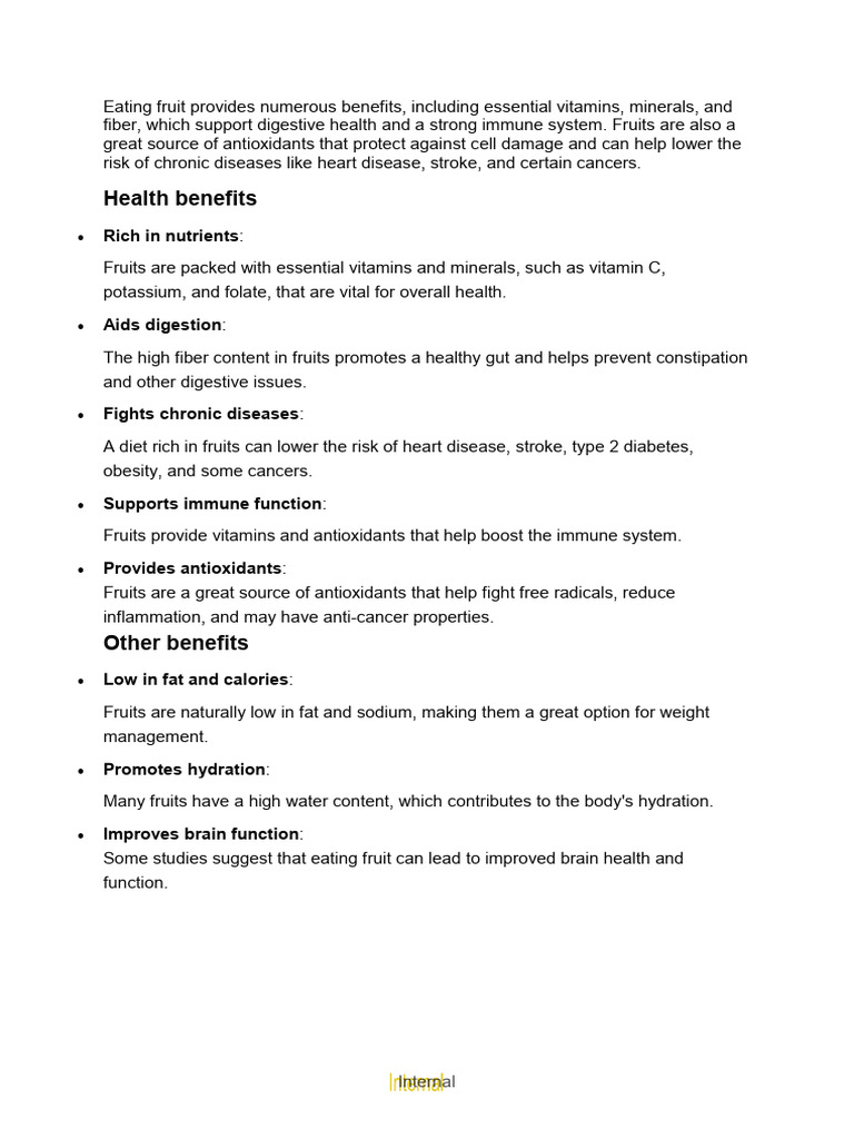 Benefits of Eating Fruit for Health | PDF