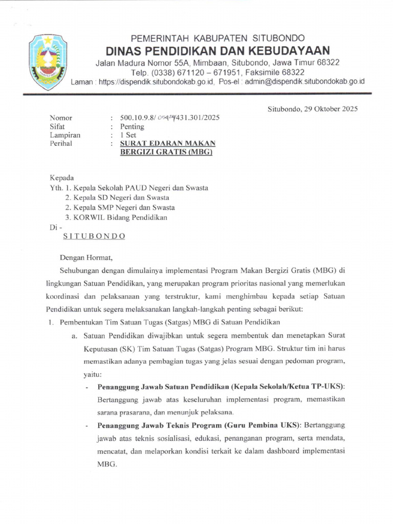Surat Edaran MBG | PDF