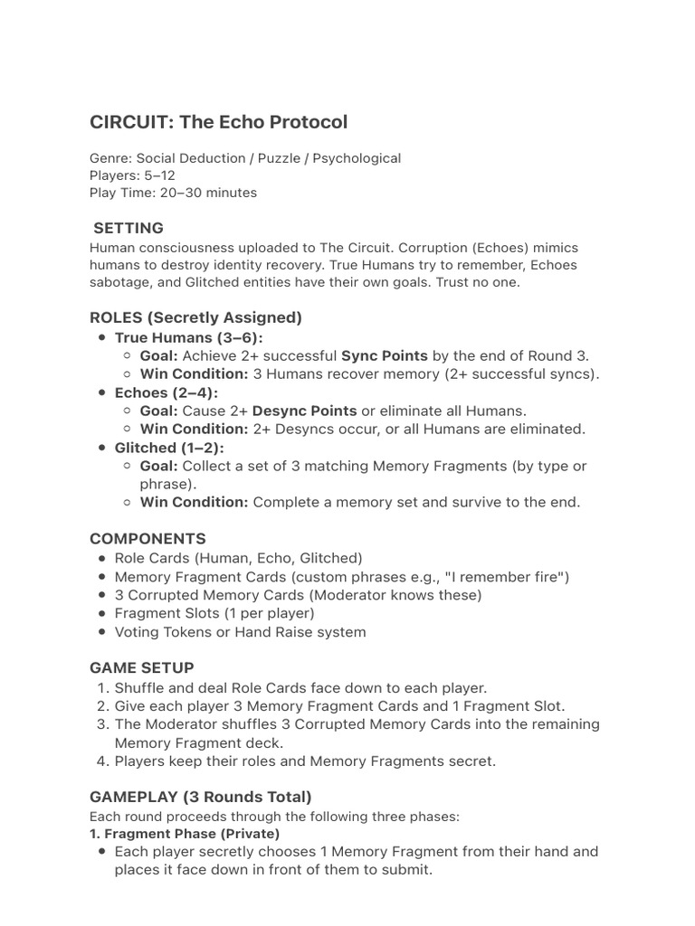 CIRCUIT: The Echo Protocol | PDF