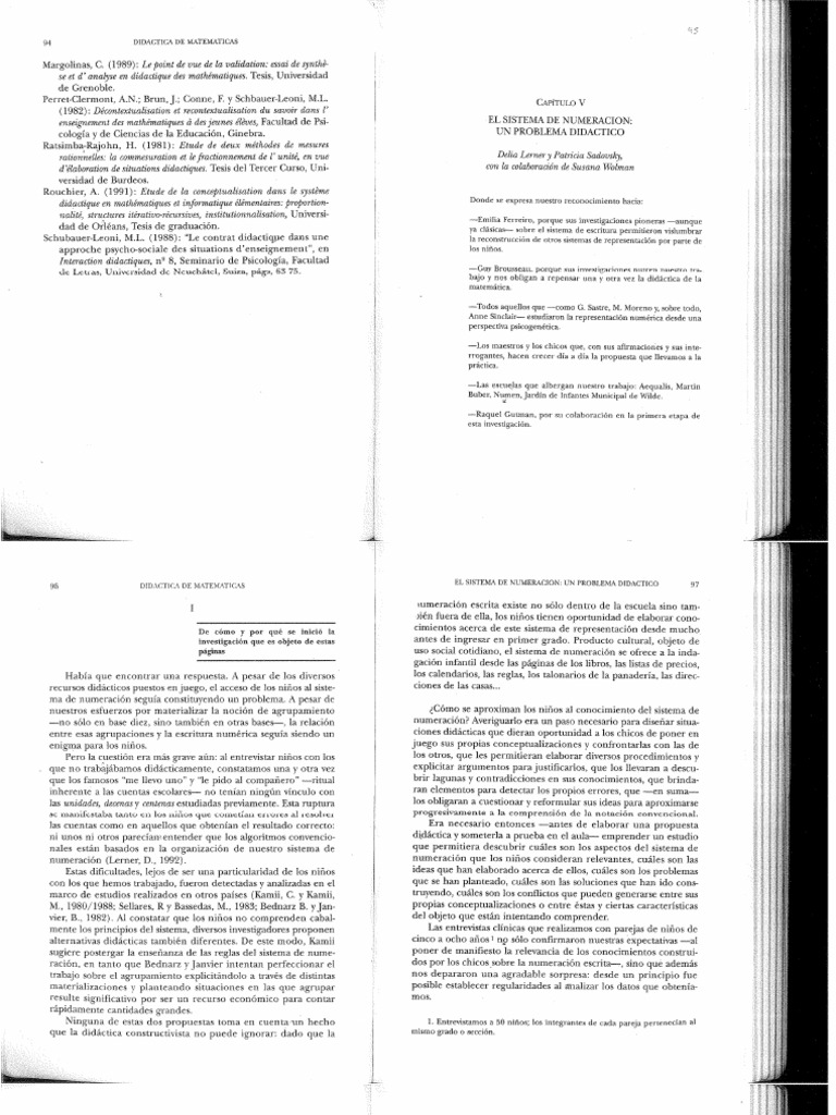 04 Lerner y Sadovsky El Sistema de Numeracion Un P - 251022 - 111751 | PDF