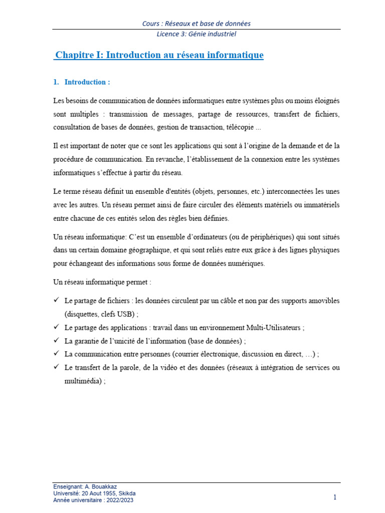 Introduction aux réseaux informatiques | PDF | Topologie de réseau ...