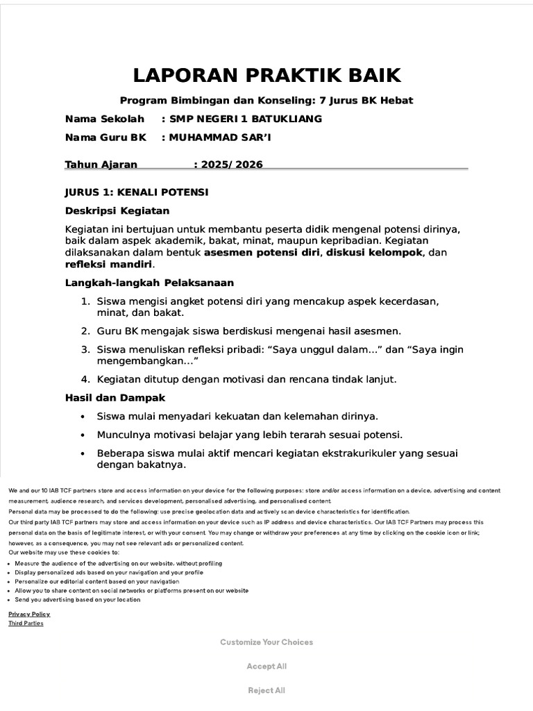 7 Jurus BK Hebat untuk Siswa SMP | PDF