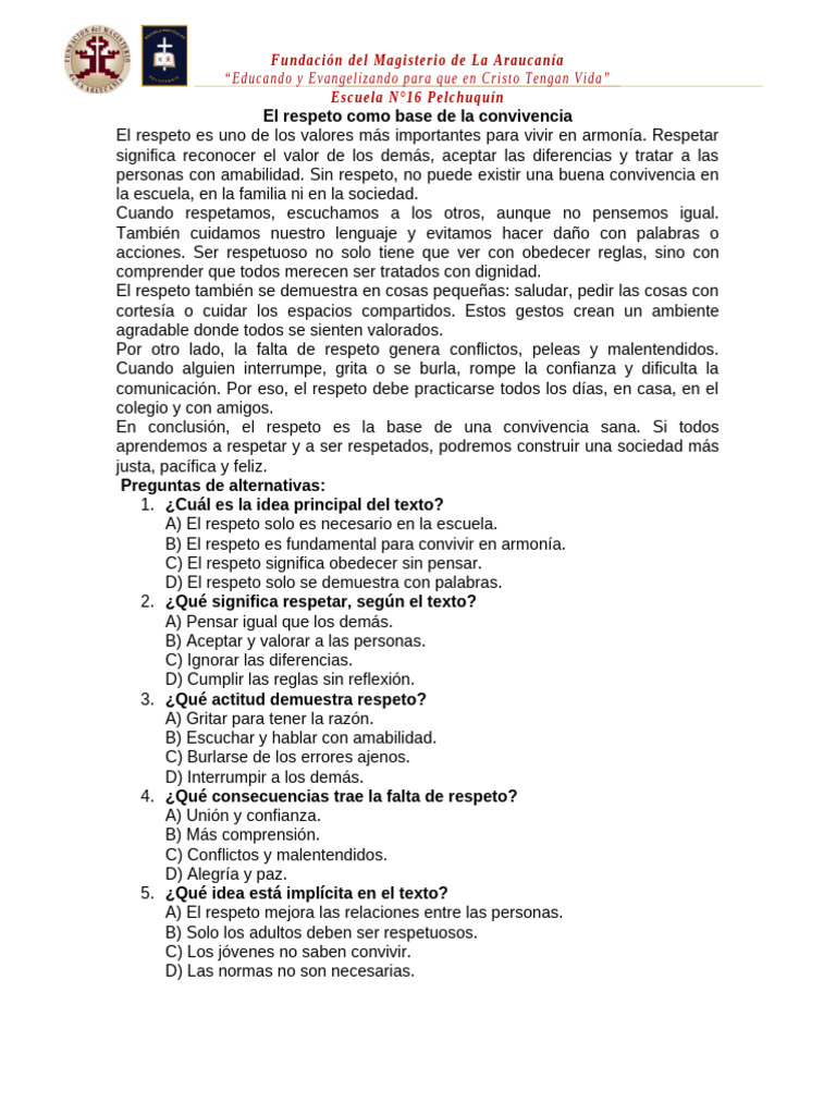 El respeto como base de la convivencia | PDF
