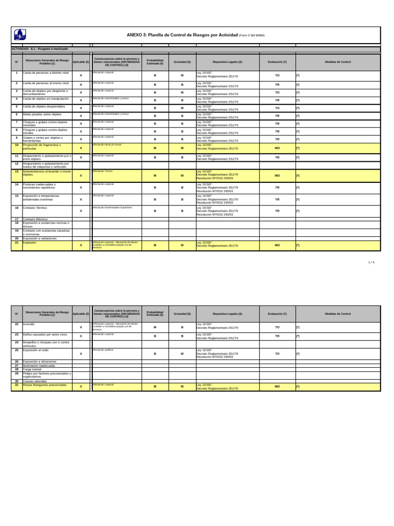 Control de Riesgos Laborales y Medidas | PDF