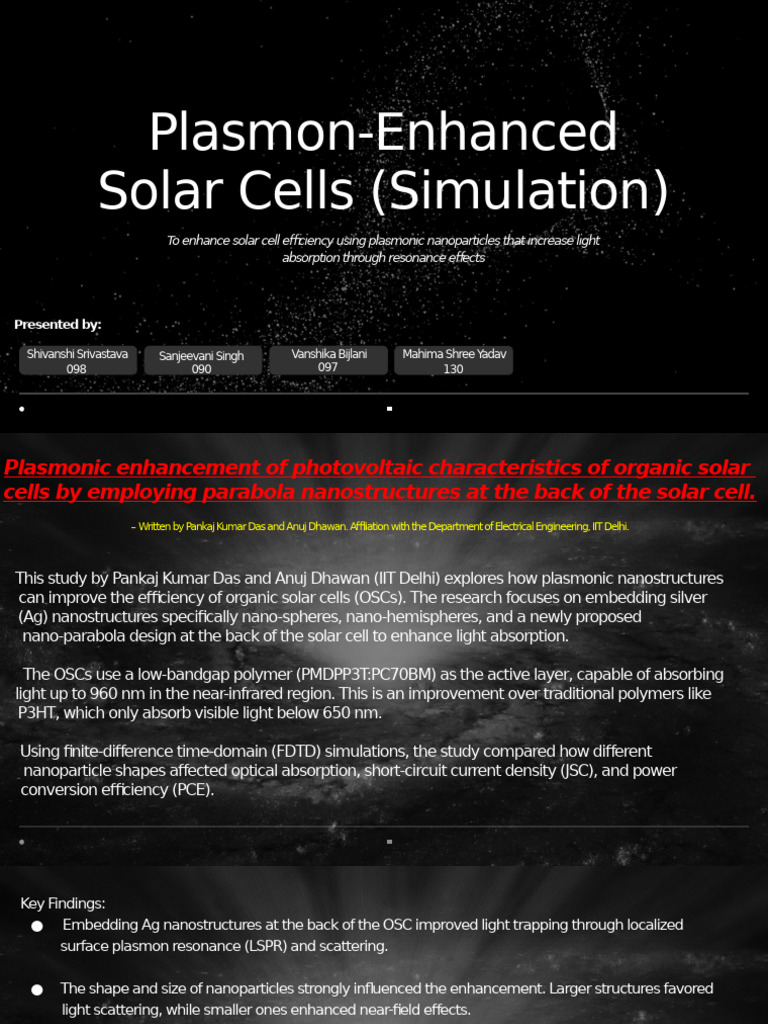 Plasmonic Nanoparticles in Solar Cells | PDF | Solar Cell | Plasmon