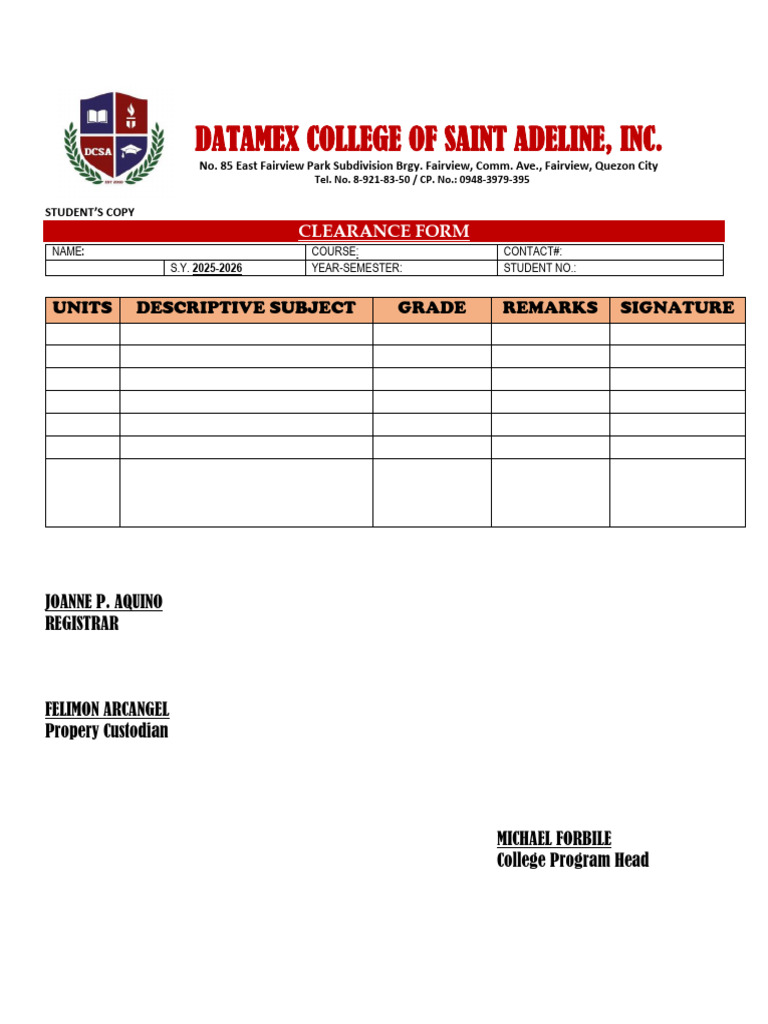 Clearance Template 4 | PDF