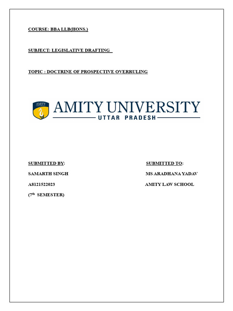 Doctrine of Prospective Overruling Explained | PDF | Legal Documents ...