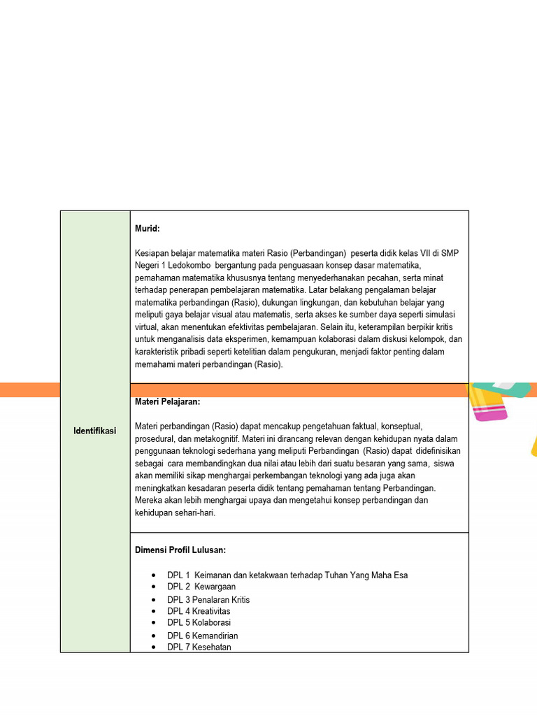 Pembelajaran Rasio Matematika Kelas VII | PDF