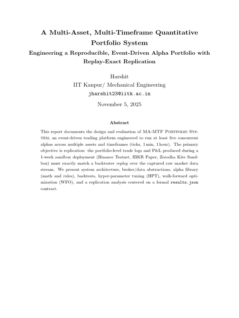 Multi-Asset Event-Driven Portfolio System | PDF | Computing