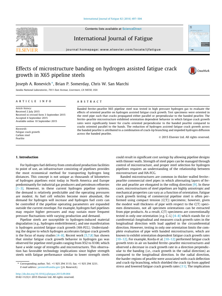Hydrogen Effects on X65 Steel Fatigue | PDF | Fracture | Fatigue (Material)