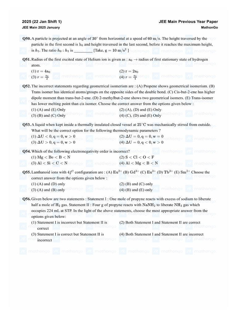 JEE Main 2025 Shift | PDF