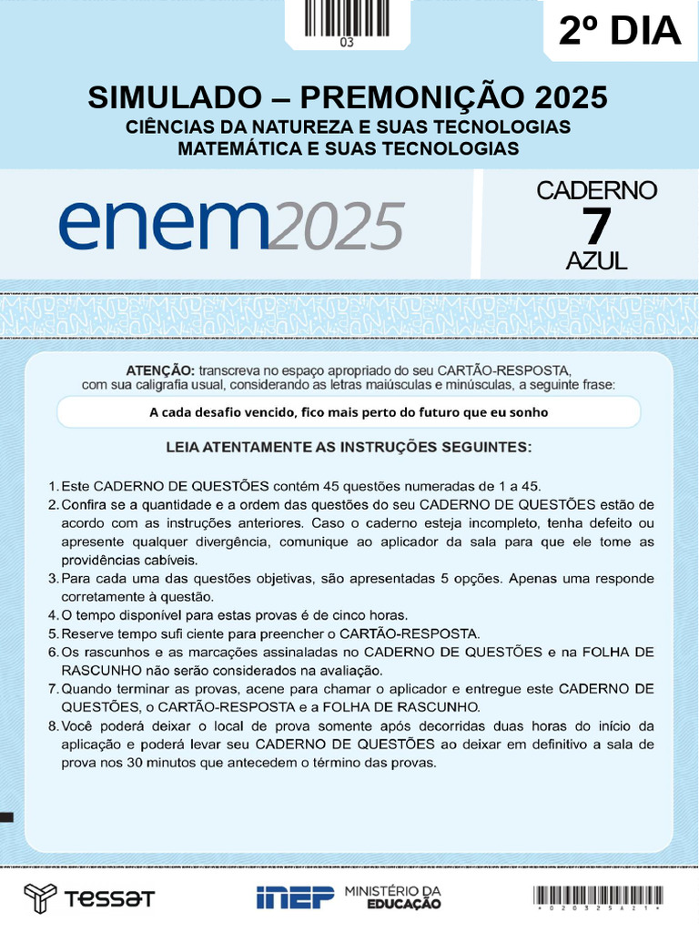 Simulado ENEM 2025: Questões de Física e Comunicação | PDF | Calor ...