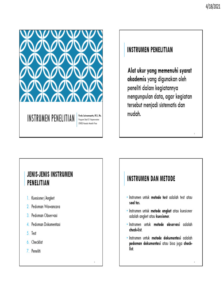 Panduan Instrumen Penelitian Keperawatan | PDF