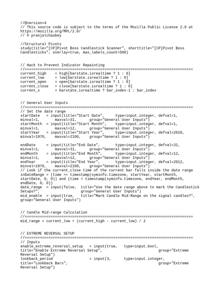 Pivot Boss Candlestick Scanner | PDF | Computing | Computer Engineering