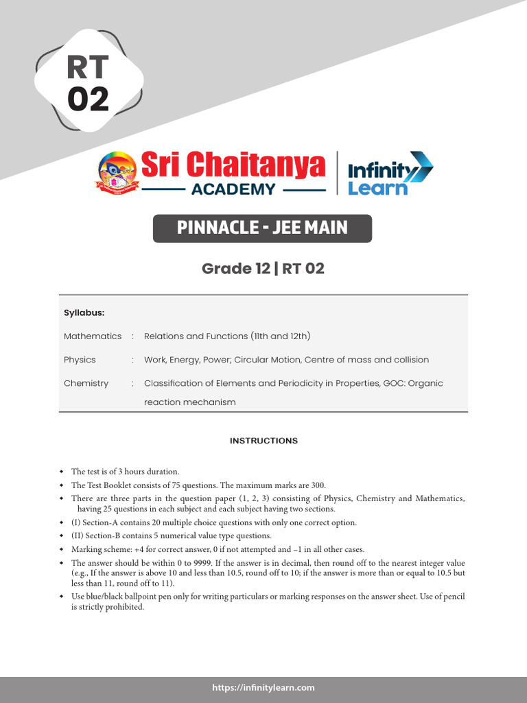 JEE Main Grade 12 Syllabus & Test Format | PDF | Chemistry | Physical ...