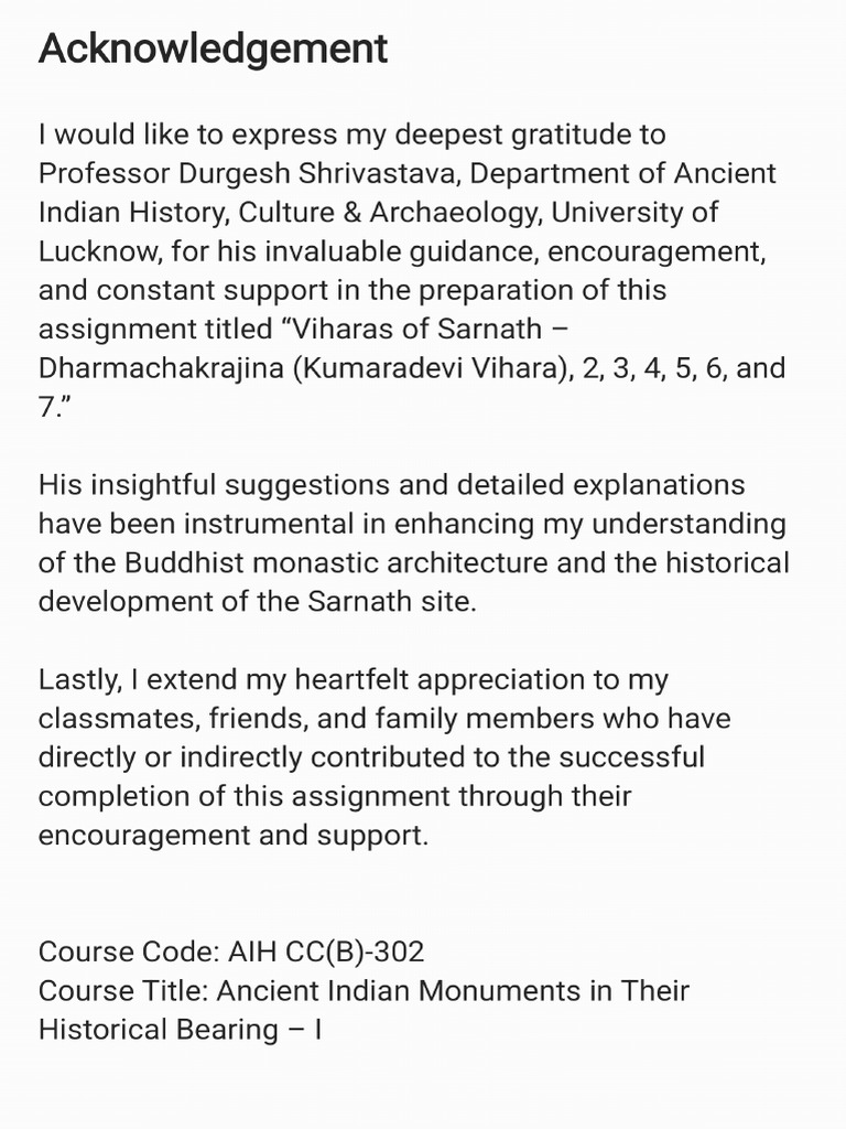 Viharas of Sarnath Assignment | PDF