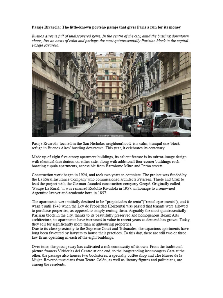 Discover Pasaje Rivarola in Buenos Aires | PDF