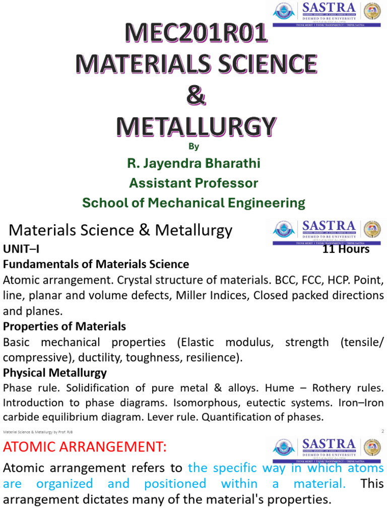 Materials Science & Metallurgy Basics | PDF | Crystal Structure ...