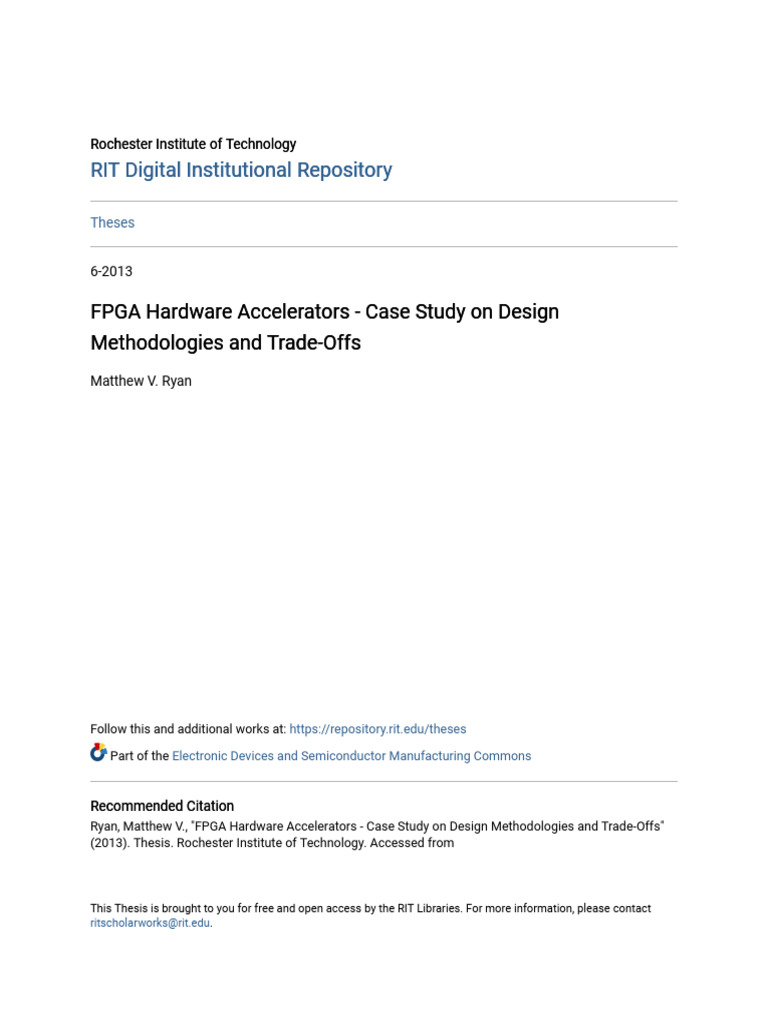 FPGA Hardware Accelerators - Case Study On Design Methodologies A | PDF ...