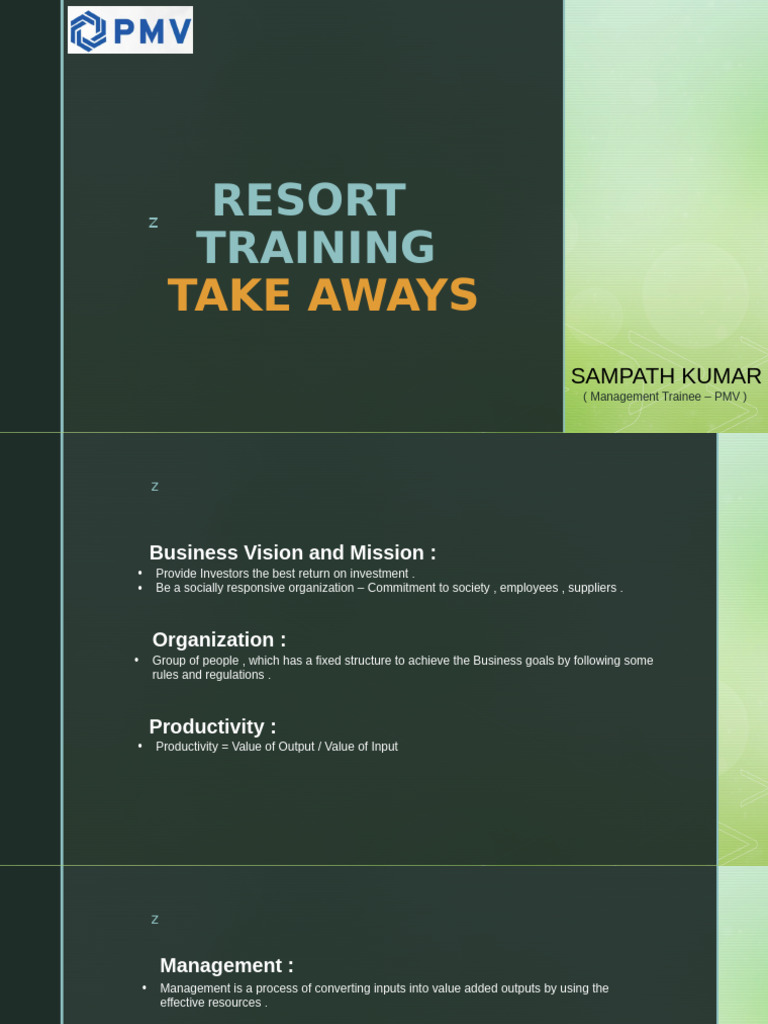 Resort Training Takeaways | PDF
