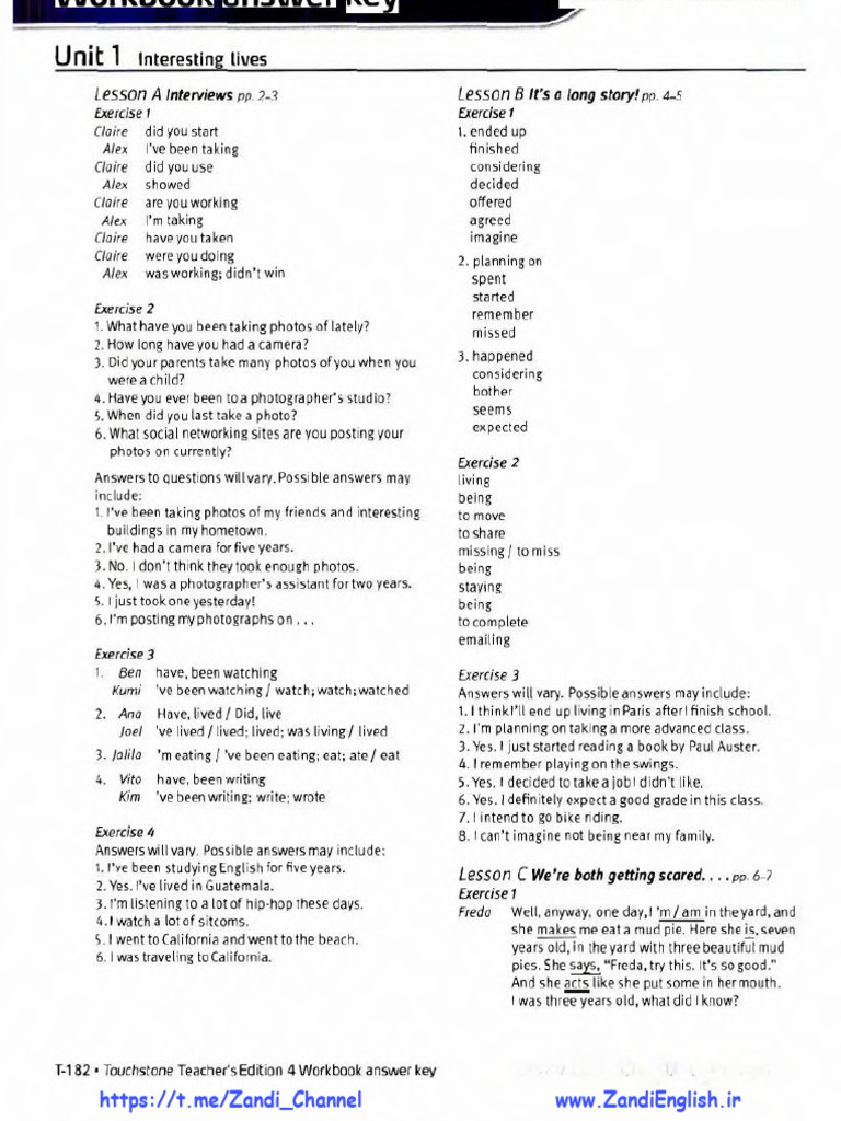 Touchstone 4 WB Answer Key Zandi English | PDF