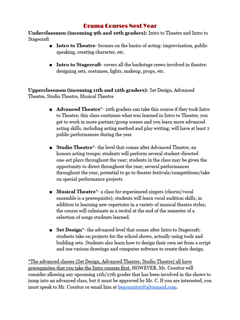 Drama Course Descriptions | PDF | Theatre | Oral Literature