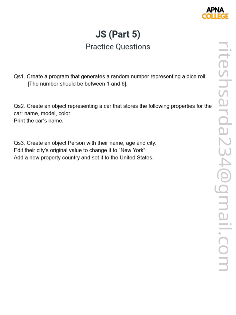 JavaScript Practice Questions Part 5 | PDF
