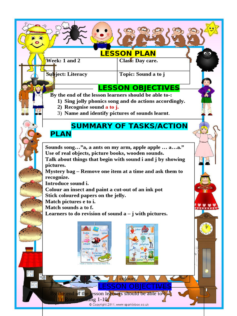 Daycare Literacy & Math Lesson Plan | PDF | Learning Methods | Behavior ...