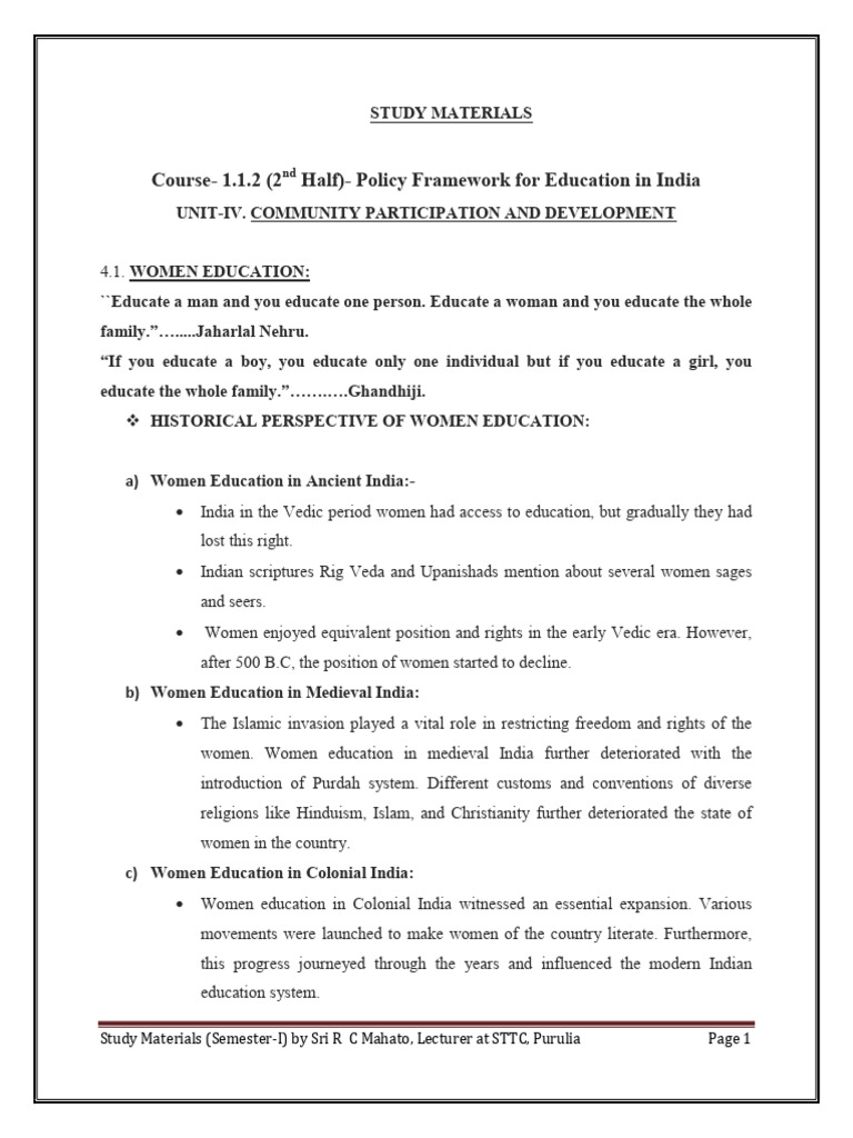 Women Education in India: Historical Overview | PDF | Dalit | Childbirth