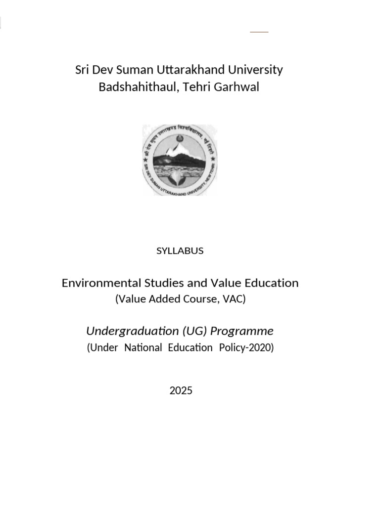 Environmental Studies Syllabus 2025 | PDF | Conservation Biology ...
