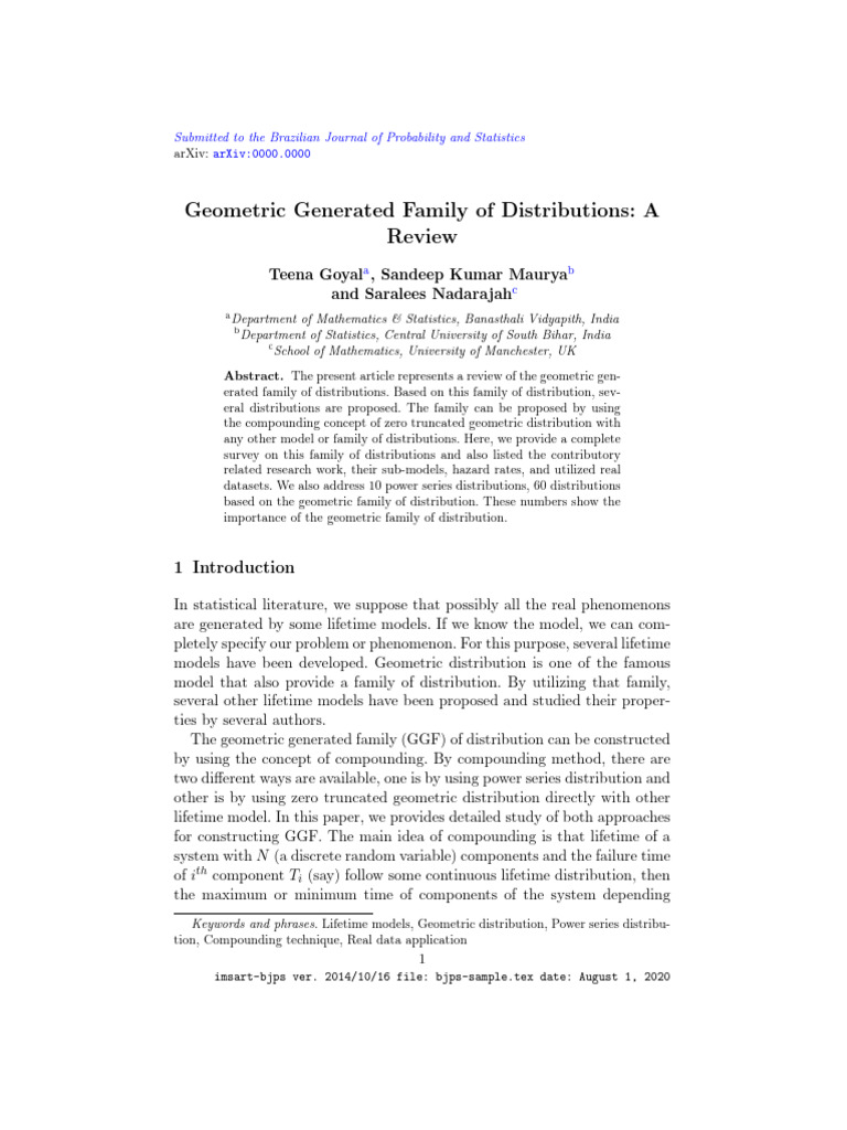 Review of Geometric Generated Distributions | PDF | Statistical Theory ...