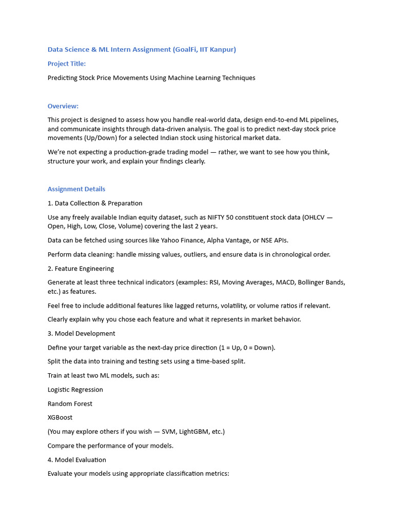 Data Science & ML Intern - IIT Kanpur | PDF | Machine Learning ...