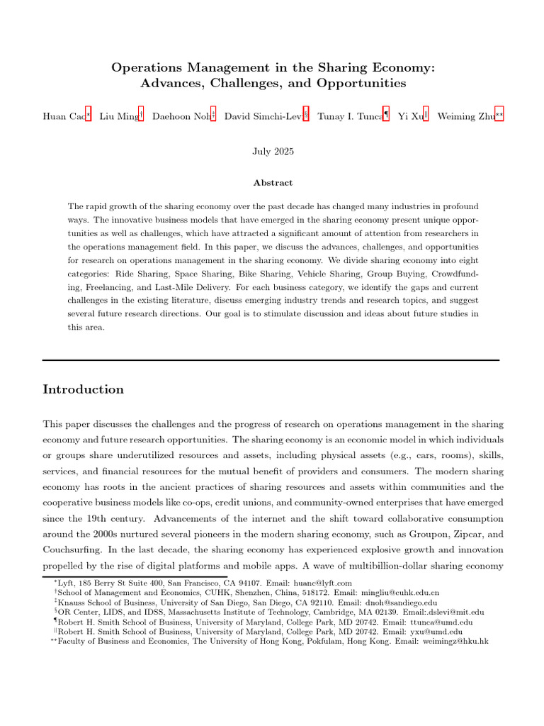Management in The Sharing Economy | PDF | Pricing | Labour Economics