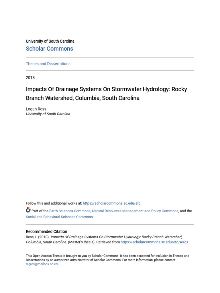 Impacts of Drainage Systems On Stormwater Hydrology - Rocky Branc | PDF ...