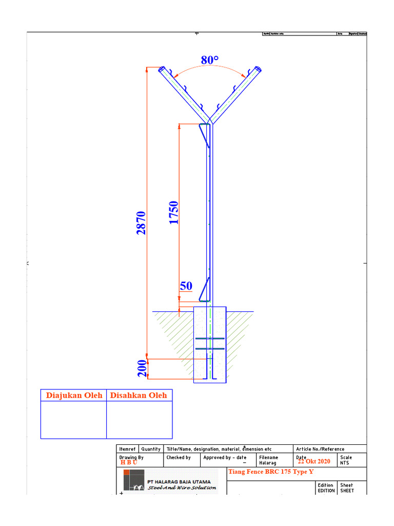 Tiang BRC 175 Type Y | PDF