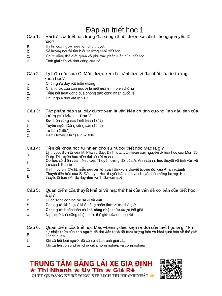 Dap An Triet Hoc | PDF