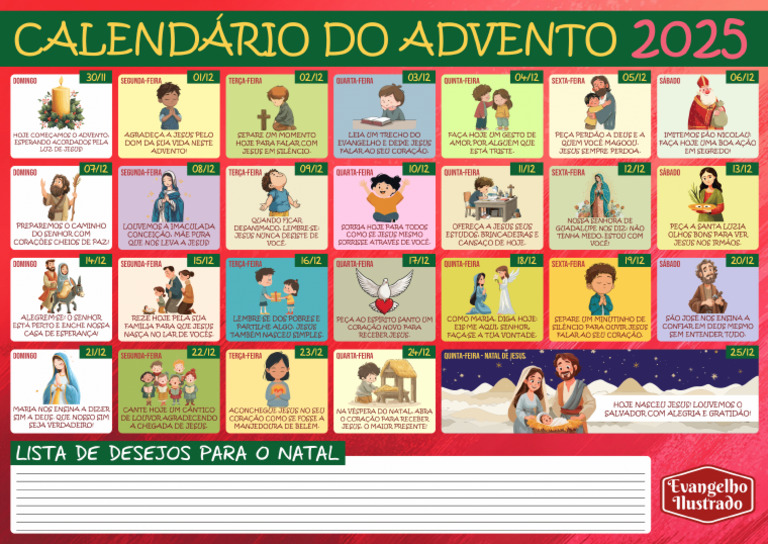 Católico Mirim - Calendário Do Advento 2025 | PDF