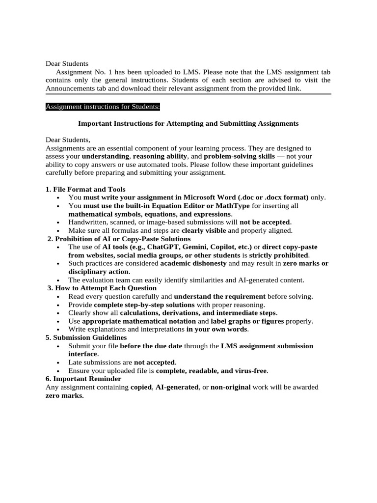 Assignment Submission Guidelines for Students | PDF