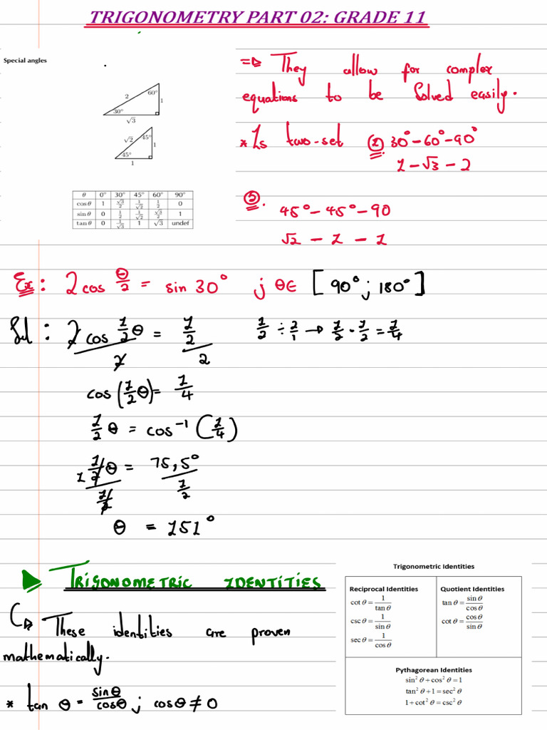 TRIGONOMETRY PART 2-G11 MADE-UP NOTES | PDF