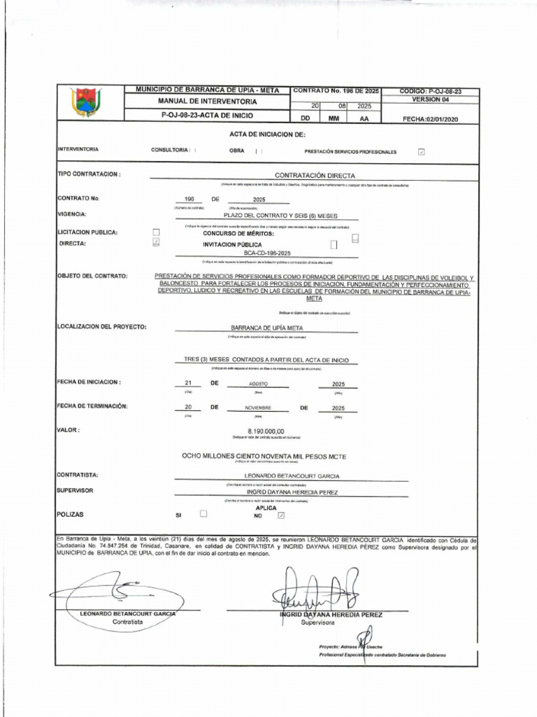 Acta de Inicio 1 LEO | PDF