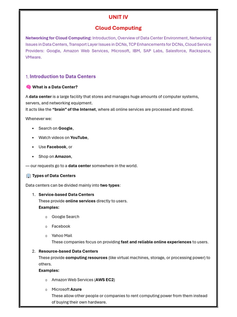 Cloud Computing and Data Center Overview | PDF | Transmission Control ...
